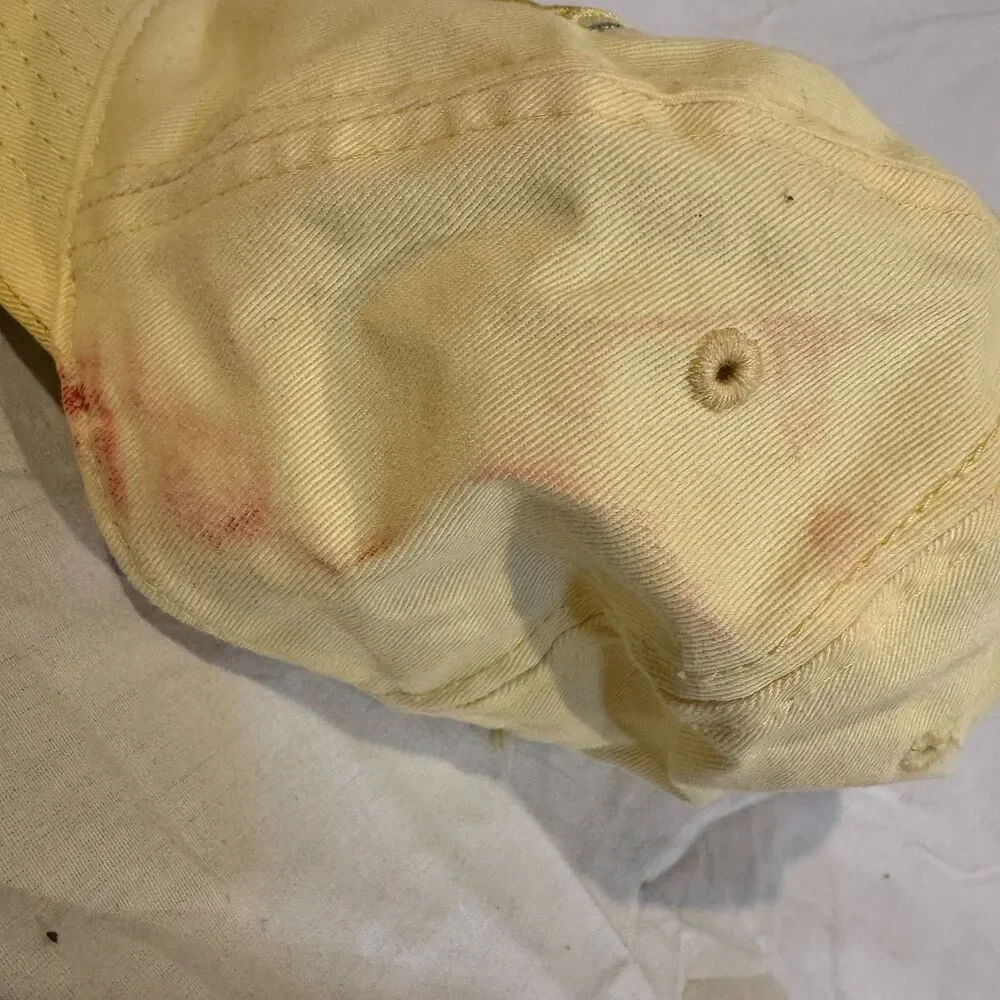 DC Comics Supergirl Hat Yellow Cargo Pocket Anoma Shield Cap AS IS FLAWED Stain